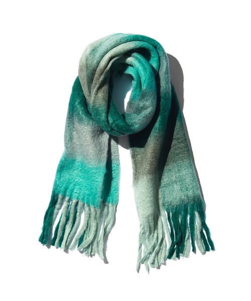 マフラー・ストール PLAIN Green Stole with Boat Neckline in Sheer Fabric Woman THE GOODLAND MARKET マフラー ストール 「別注」KWD×ザ グッド