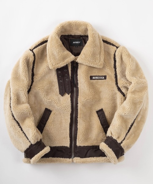 ジャケット ブルゾン 【AVIREX/アビレックス】BOA B-3 / ブランドロゴワッペン ボアフライトジャケット/ボアブルゾン/ビッグシルエット AVIREX/アビレックス BOA ブランドロゴワッペン ray ，メイク