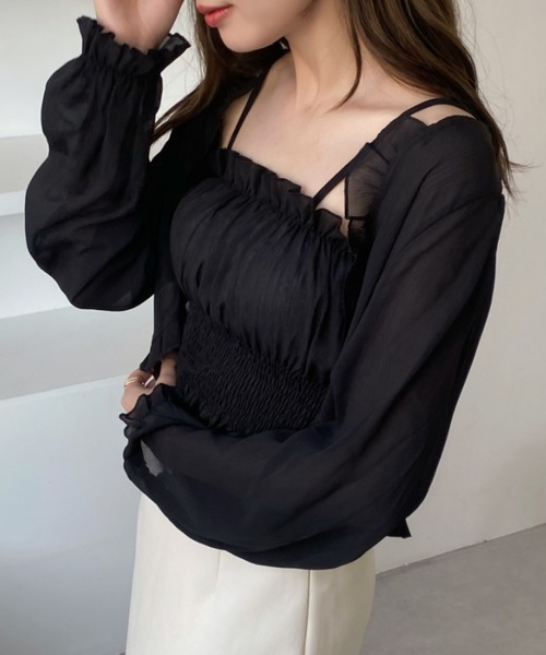 エポカ　アンサンブル　フリル　EPOCA　カーディガン　キャミソール　シルク混 エポカ アンサンブル フリル EPOCA カーディガン キャミソール