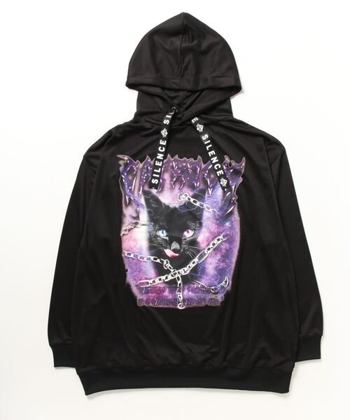 人気商品！】 ブラックパーカー 猫プリント マダラニンゲン