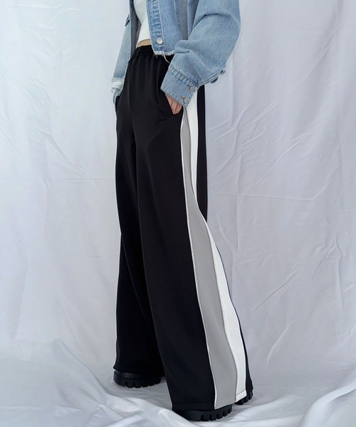 ENVYM（アンビー） ワイドパンツ パンツ サイドライントラックパンツ 
