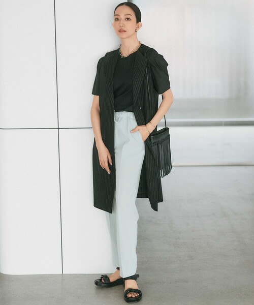 美品✨️23区 ロングジレ ベスト ジャケット リネン Vネック ネイビー 38 23区 ベスト ジレ 「CLASSY.6月号掲載」リネンレーヨン