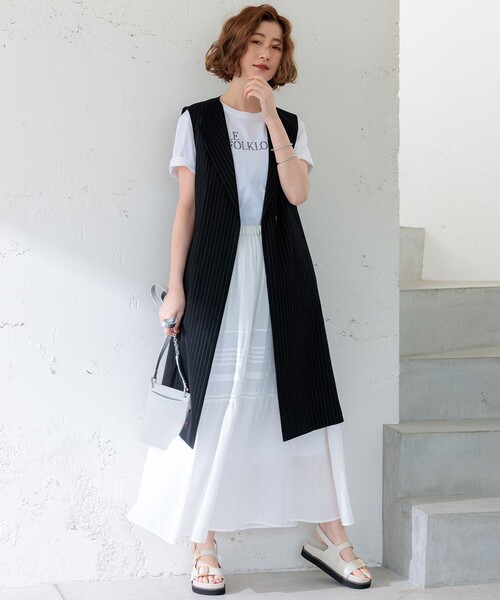 23区 ベスト ジレ 「CLASSY.6月号掲載/洗える」リネンレーヨン