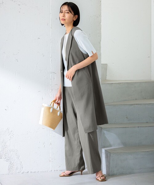 23区 ベスト ジレ 「CLASSY.6月号掲載/洗える」リネンレーヨン