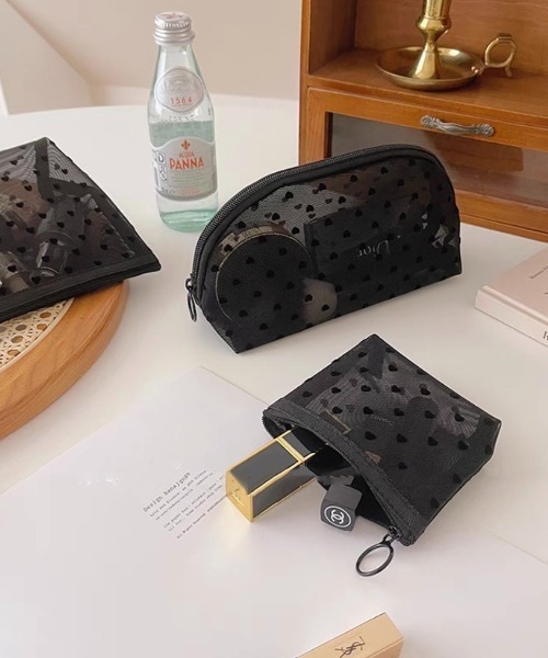 ポーチ メッシュハート柄ポーチBLACK(S) レディース : ZOZOTOWN Yahoo