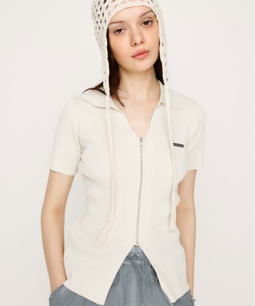 SLY（スライ） ニット セーター DUAL COLOR FRONT ZIP KNIT TOPS