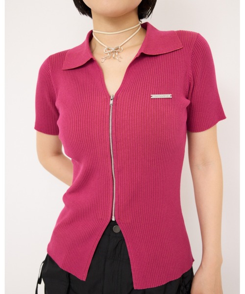SLY ニット セーター DUAL COLOR FRONT ZIP KNIT TOPS デュアル