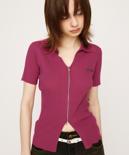 SLY FRONTZIP 2WAY TOPS D/RED スライ SLY FRONTZIP 2WAY TOPS D/RED スライ 2WAY HOLE CUT TOPS 2