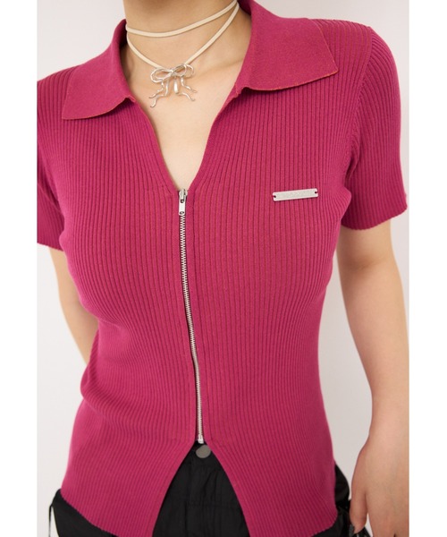 SLY ニット セーター DUAL COLOR FRONT ZIP KNIT TOPS デュアル