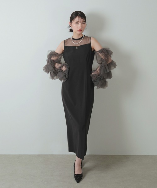 2025春大特価セール！ Kana ドレス チュールフリルスリーブ Iライン 2way 結婚式 スーツ・フォーマル・ドレス