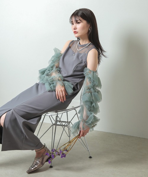 ANDRESD Kana チュールフリルスリーブ Iライン 2way ドレス Kana ドレス チュールフリルスリーブ Iライン 2way 結婚式