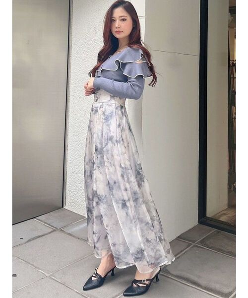 MERCURYDUO オフショルダー グレー セーター マーキュリーデュオ MERCURYDUO オフショルレースカットアウトニット