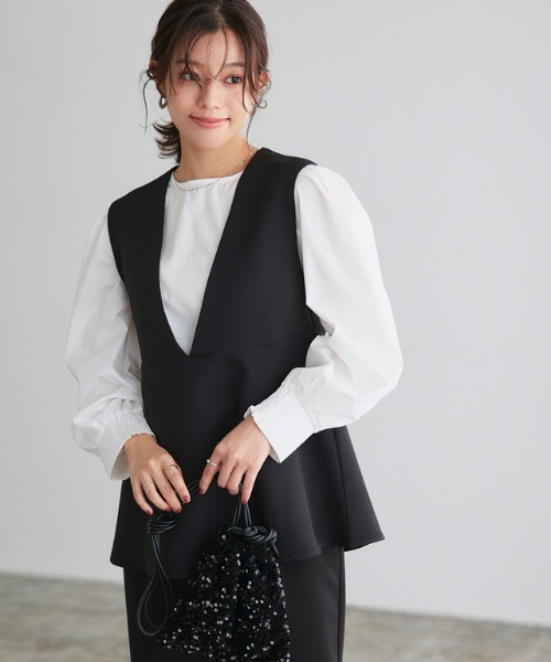 【美品】マチャット machatt ベスト黒　ぺプラムベスト　ジレ 美品】マチャット machatt ベスト黒 ぺプラムベスト ジレ - メルカリ