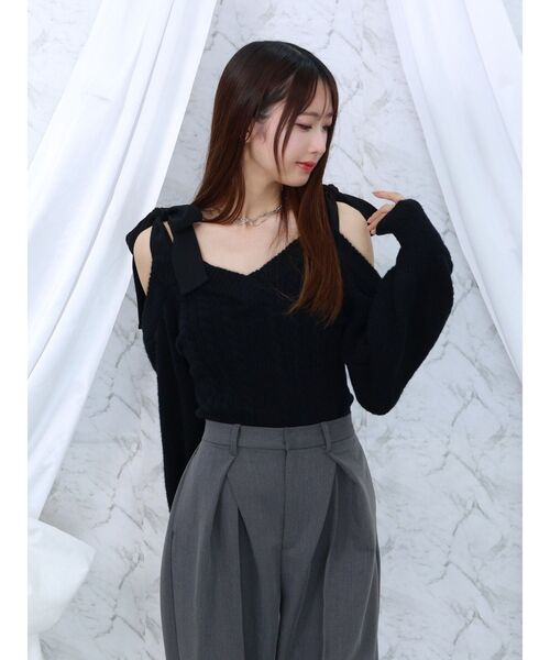 EATME ニット セーター リボンショルダーニットTOP レディース
