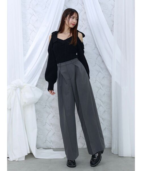 EATME ニット セーター リボンショルダーニットTOP レディース