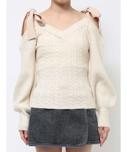 EATME リボンショルダーニットTOP リボンショルダーニットTOP[品番：MKSW0060922]｜EATME