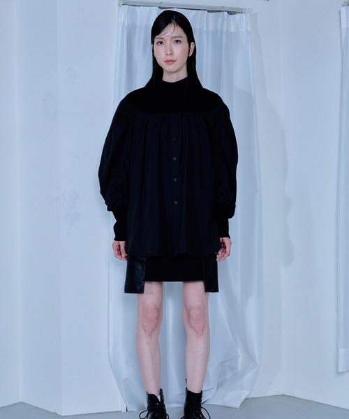 ブラウス シャツ 「Nora Lily」「elle」Kitting Blocking Hi-Neck Blouse レディース Nora Lily ブラウス シャツ 「Nora Lily」「elle」Kitting