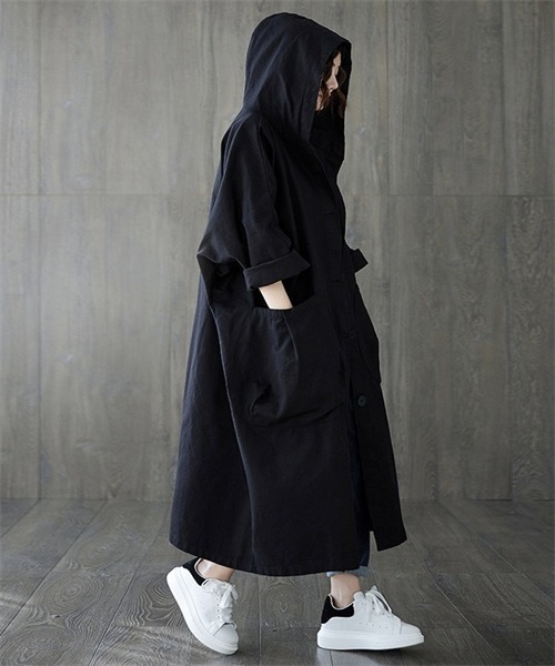 FREE STYLISTS トレンチコート コート フード付き ロングトレンチ