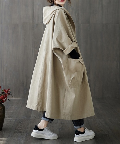 FREE STYLISTS トレンチコート コート フード付き ロングトレンチ