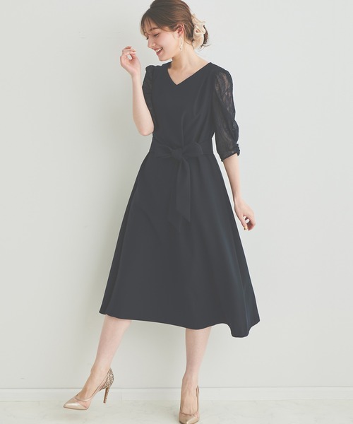 LAISSE PASSE」 7分袖ワンピース SMALL ネイビー レディース 