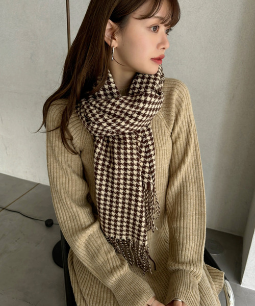 Ada. マフラー ストール レディークラシック 千鳥格子 チェック