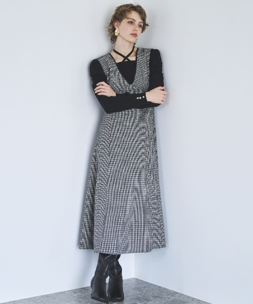 AND COUTURE（アンドクチュール） ジャンパースカート ラメツイードV