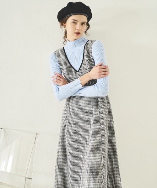 AND COUTURE（アンドクチュール） ジャンパースカート ラメツイードV