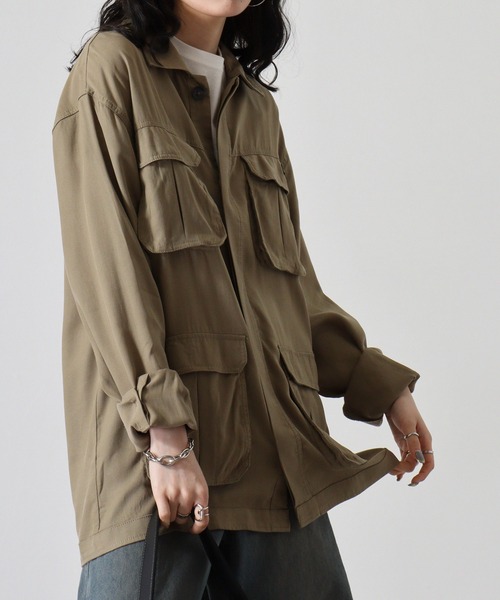 GUESS シャツ LS FLUID SAFARI SHACKET ジャケット メンズ レディース 