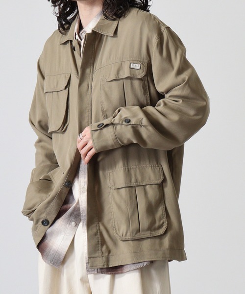 【カーキ(G1ED)】GUESS ジャケット (M)Fluid Safari Shacket GUESS] Fluid Safari Shacket[品番：GUEW0008308]｜GUESS【MEN】（ゲス