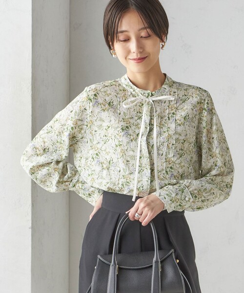 ブラウス シャツ IPEKER プリント ピンタック ブラウス レディース