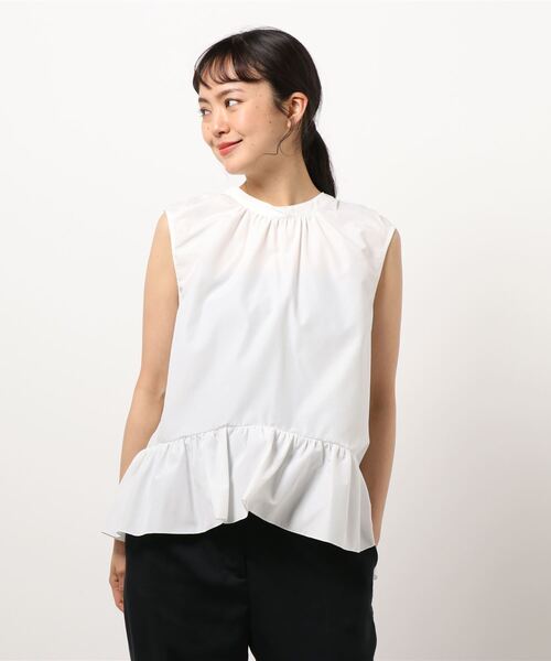「LANVIN en Bleu」 ノースリーブブラウス 38 ホワイト レディース