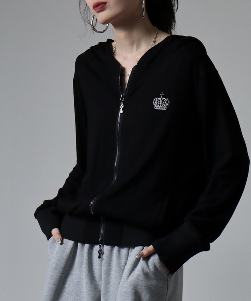 BLACK JACKALL CROWN パーカー レーヨン天竺 ロゴプリント
