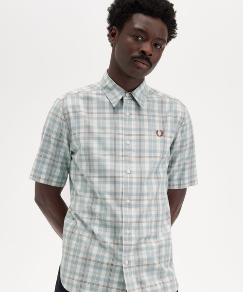 FRED PERRY タータンチェックシャツ Tartan Shirt 半袖 FRED PERRY シャツ Twill Tartan Short Sleeve Shirt／ツイル