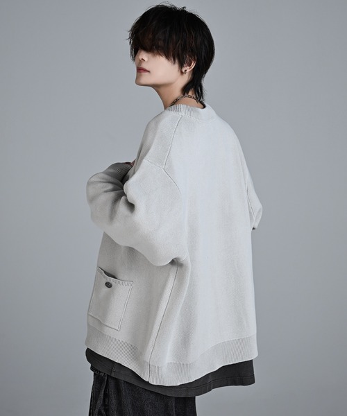 「ADRER」 ニットカーディガン MEDIUM ブラック メンズ_画像3