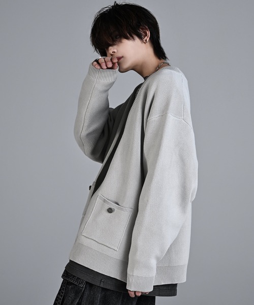 「ADRER」 ニットカーディガン MEDIUM ブラック メンズ_画像4