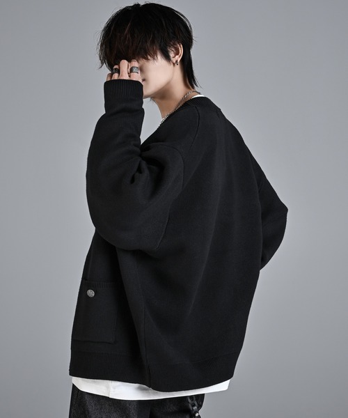 「ADRER」 ニットカーディガン MEDIUM ブラック メンズ_画像7