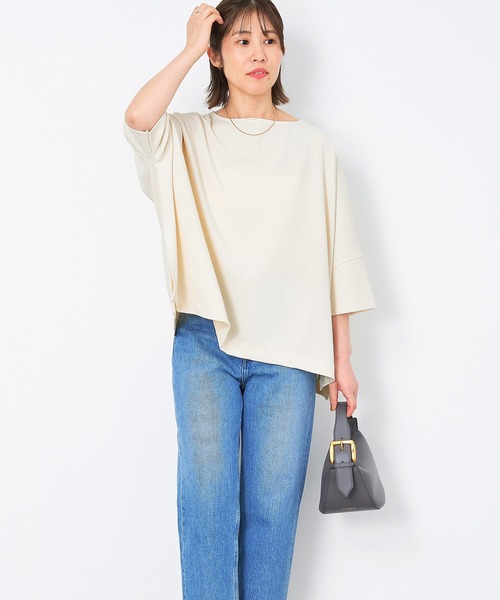 tシャツ サイドスリットクルーネックプルオーバー レディース MICA&DEAL tシャツ サイドスリットボートネックプルオーバー
