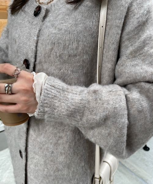 「nemne store」 ニットカーディガン SMALL パープル レディース_画像2