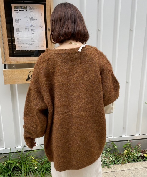 「nemne store」 ニットカーディガン SMALL パープル レディース_画像8