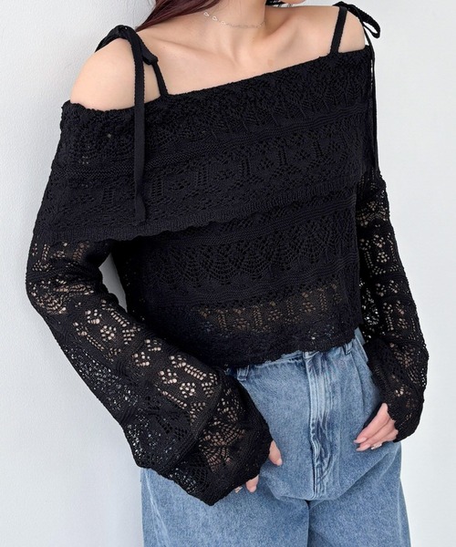 Heather（ヘザー） ニット セーター 透かし編みレースニット 327123
