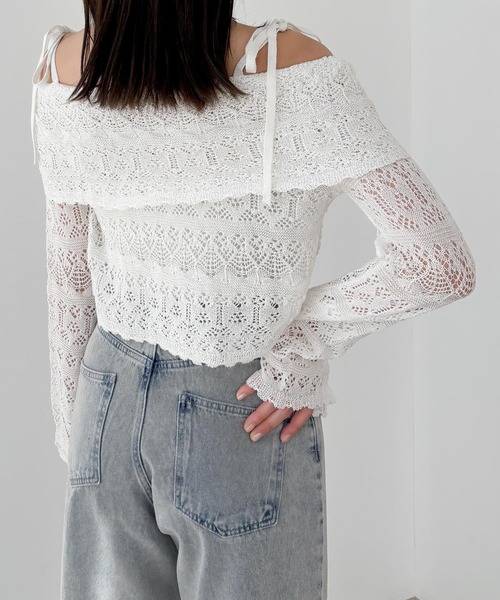 Heather ニット セーター 透かし編みレースニット 327123