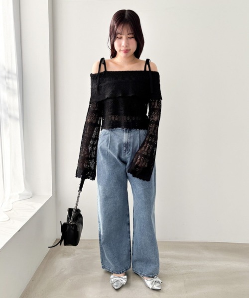 Heather ニット セーター 透かし編みレースニット 327123