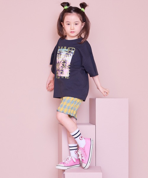 ギンガムモダールシャツ& ショートパンツ MARKEY'S パンツ ギンガムシャーリングショートパンツ キッズ