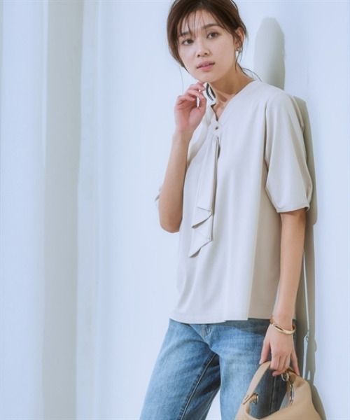 7days Life Styling tシャツ ブラウス見え シルケットポンチフリルタイ