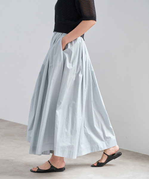 IENA サテントラペーズスカート　38 ミント　水色 IENA（イエナ）の「サテントラペーズスカート◇（）」 - WEAR