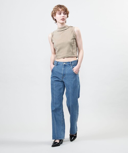 tシャツ 「ASTRAET」コットン ハイネック ノースリーブカットソー レディース ASTRAET tシャツ 「ASTRAET」コットン ハイネック ノースリーブ