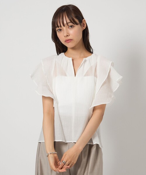 ブラウス シャツ 「EMMEL REFINES」EM シアースラブ ラッフル ブラウス レディース UNITED ARROWS green label relaxing｜<EMMEL REFINES>EM