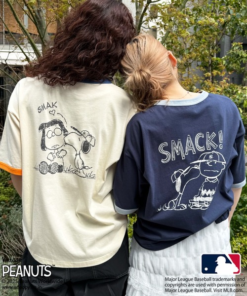 tシャツ MLB×PEANUTSコラボ SMACK リンガーTEE レディース メンズ MLB×PEANUTSコラボ SMACK リンガーTEE（Tシャツ/カットソー