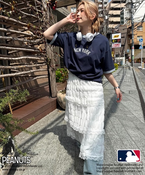 tシャツ MLB×PEANUTSコラボ SMACK リンガーTEE レディース メンズ MLB×PEANUTSコラボ SMACK リンガーTEE（Tシャツ/カットソー