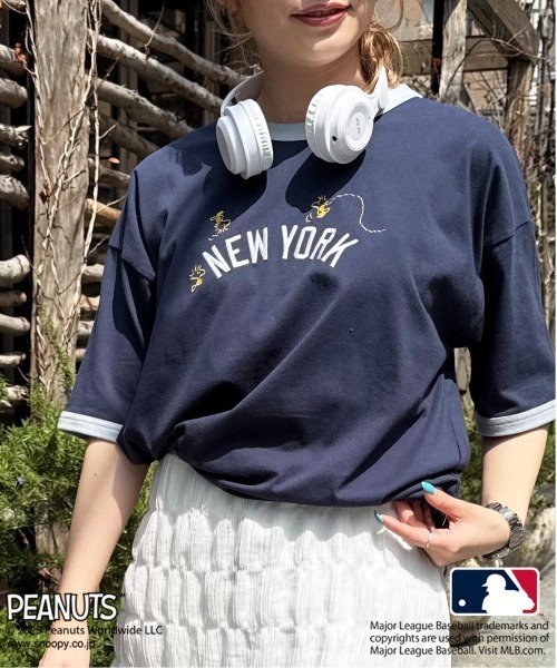 tシャツ MLB×PEANUTSコラボ SMACK リンガーTEE レディース メンズ MLB×PEANUTSコラボ SMACK リンガーTEE（Tシャツ/カットソー